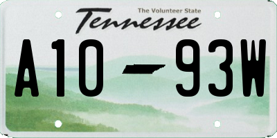 TN license plate A1093W