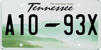 TN license plate A1093X