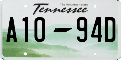 TN license plate A1094D