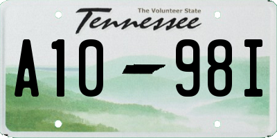 TN license plate A1098I