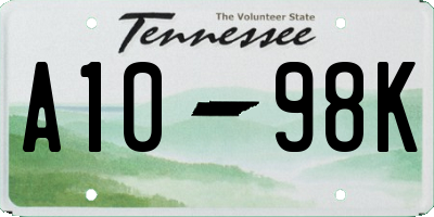 TN license plate A1098K