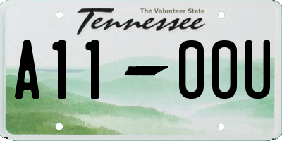 TN license plate A1100U