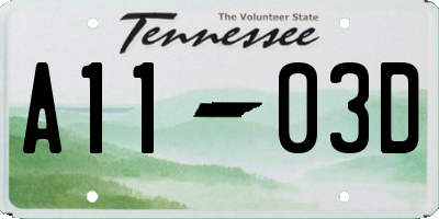 TN license plate A1103D