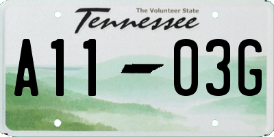 TN license plate A1103G