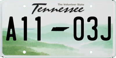 TN license plate A1103J