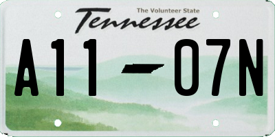 TN license plate A1107N