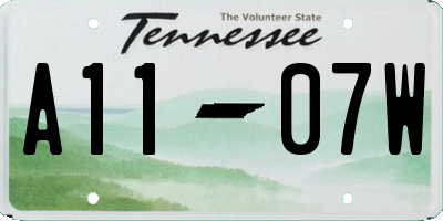 TN license plate A1107W