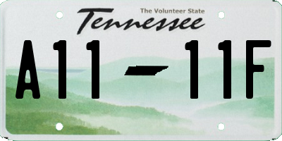 TN license plate A1111F