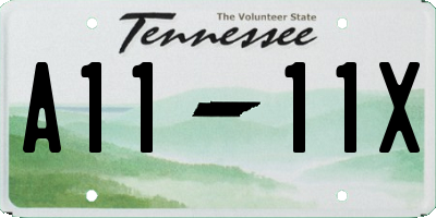 TN license plate A1111X