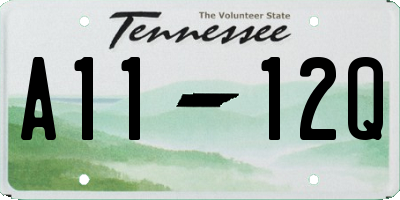 TN license plate A1112Q