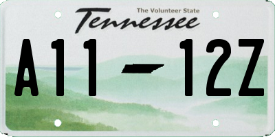 TN license plate A1112Z