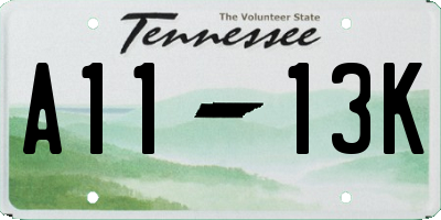 TN license plate A1113K