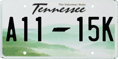 TN license plate A1115K