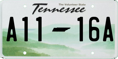 TN license plate A1116A