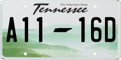 TN license plate A1116D