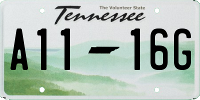 TN license plate A1116G