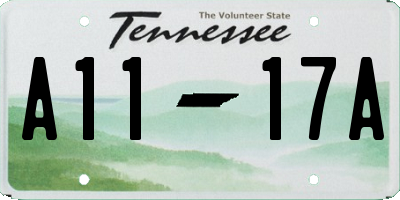 TN license plate A1117A