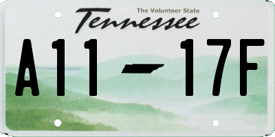 TN license plate A1117F