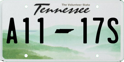 TN license plate A1117S