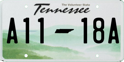 TN license plate A1118A