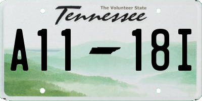 TN license plate A1118I