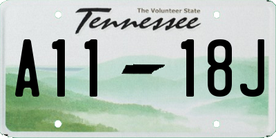 TN license plate A1118J