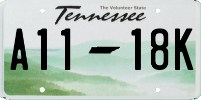 TN license plate A1118K