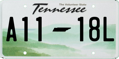 TN license plate A1118L
