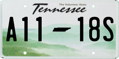 TN license plate A1118S