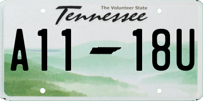 TN license plate A1118U