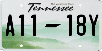 TN license plate A1118Y