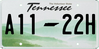 TN license plate A1122H