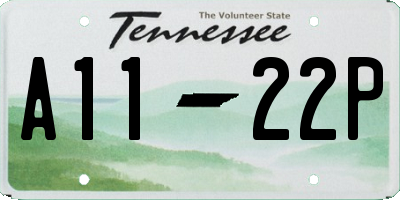 TN license plate A1122P