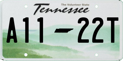 TN license plate A1122T