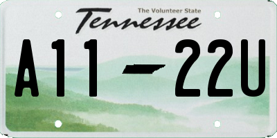 TN license plate A1122U