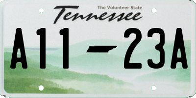TN license plate A1123A