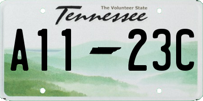 TN license plate A1123C