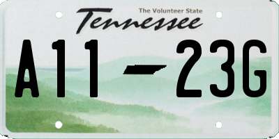 TN license plate A1123G
