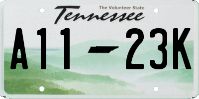 TN license plate A1123K