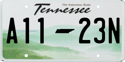TN license plate A1123N
