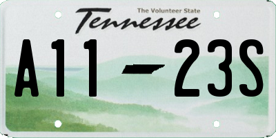 TN license plate A1123S