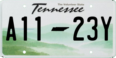 TN license plate A1123Y