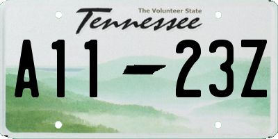 TN license plate A1123Z