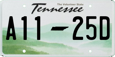 TN license plate A1125D