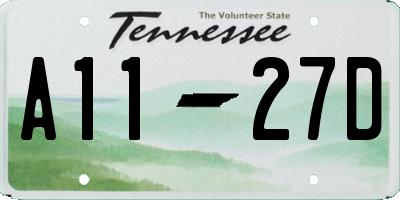 TN license plate A1127D