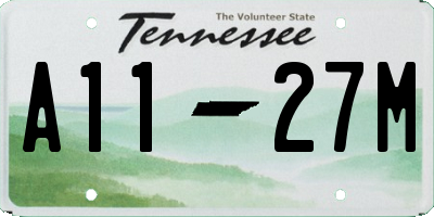 TN license plate A1127M