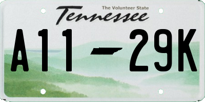 TN license plate A1129K