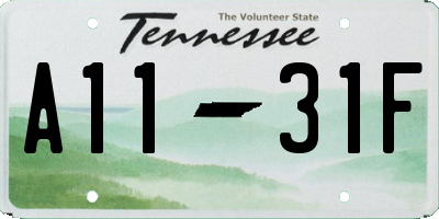 TN license plate A1131F