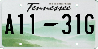 TN license plate A1131G