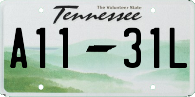 TN license plate A1131L